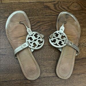 Tory Burch Metallic and Tan Sandals